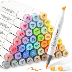 Ohuhu Alcohol Brush Markers 48 Mid-tone Colors- Double Tipped Alcohol Based Art Marker Set - Brush & Chisel Dual Tips- Honolulu- Refillable - 1 of 4