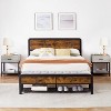 Full Size Bed Frame with Wood Headboard and Storage Bench, Bed Bench with Seat Cushion, Metal Slats Support, Safety Rounded Corners, Brown - 3 of 4