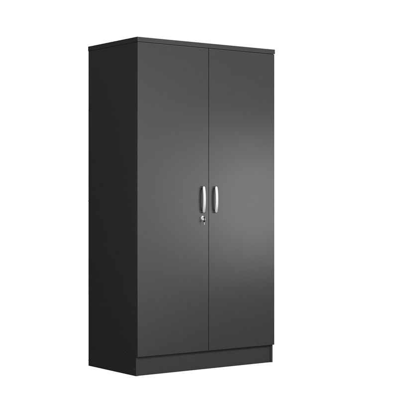 Better Home Products Harmony Wood Two Door Armoire Wardrobe Cabinet in Black, 3 of 8
