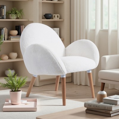 31.9" Imitation Lamb Fabric Modern Plush Sofa Chair with Solid Beech Frame