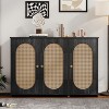 KTMBDW Rattan Cabinet, Boho Storage Storage with Rattan Doors, Buffet Cabinet with Storage, Bar Cabinet for Entryway/Kitchen/Living Room - 2 of 4