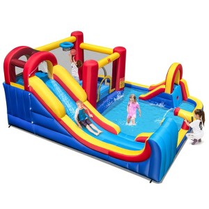 Costway Inflatable Water Slide Giant Kids Water Park w/ Double Slides without Blower - 1 of 4