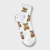 Women's Teddy Bears 2pk Cozy Quarter Crew Socks - Ivory/Gray 4-10 - 2 of 3