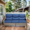 POCASSY 6" Thick Cushion High Back Outdoor Wicker Patio Sofa, All Weather Wicker Furniture 3-Seater Sofa Patio Couch for Porch - 3 of 4