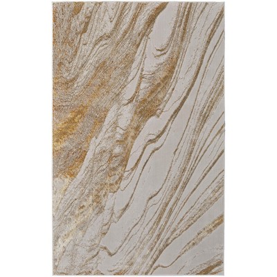 Aura Modern Abstract Ivory/Taupe/Gold Area Rug