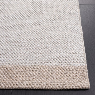 Handmade Ivory and Beige Wool Flat Woven Area Rug, 5' x 8'