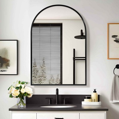 Lirago Bathroom Vanities Surface-mounted/Recessed Arch Bathroom Medicine Cabinet with Mirror with Adjustable Shelf 36*24 Black