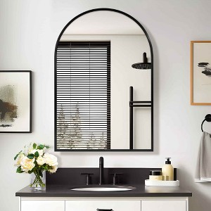 Lirago Bathroom Vanities Surface-mounted/Recessed Arch Bathroom Medicine Cabinet with Mirror with Adjustable Shelf 36x24 Black - 1 of 4