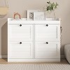 4-Drawer Shoe Storage Cabinet - Narrow Freestanding Organizer w/Wooden Legs for Hallway, Bedroom, Living Room - 2 of 4