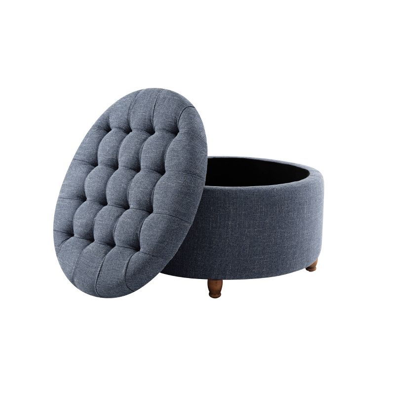 Large Round Tufted Storage Ottoman with Lift Off Lid - WOVENBYRD, 5 of 28