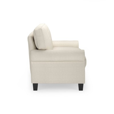 Buttercream Microfiber Rolled Arm Loveseat with Wood Frame
