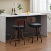 INFURNIC Counter and Bar Stools Swivel Faux Leather Barstools with Curved Back and Wood Legs for Kitchen, Black, 22.04"*16.93"*35.43" - 4 of 4