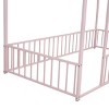 TopComfy Beds Twin Size Metal House Bed Frame With Safety Fence Sturdy Structure Kid Friendly Design for Bedroom, Pink, 79.53"*13.78"*3.74" - 3 of 4