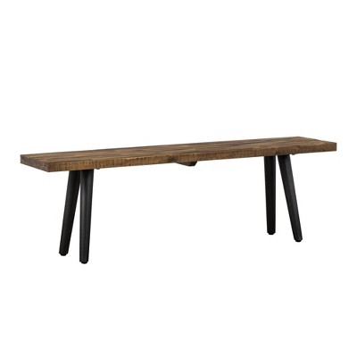 Cusco Acacia Rustic Bench Brown - Armen Living: Metal-Legged, 3-Seater, Spot Clean, Wood Frame