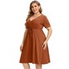 Women's Plus Size Dress Knee Length Wrap Min DressWomenyellow-cs X-Large - 3 of 4