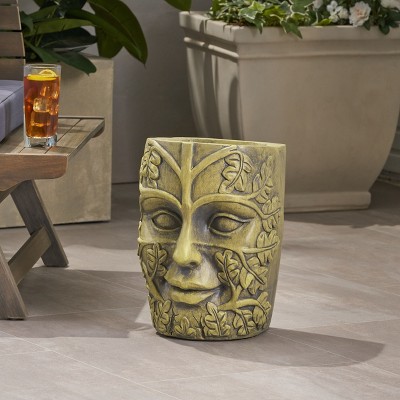 Wooakway 24" H Mystical Style Novelty Statue Planter Outdoor Indoor Urn Planter Decor Garden Pot Antique Green