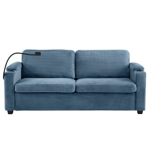 TiramisuBest Gray Velvet Loveseat, Plush Upholstered Sofa for Living Room or Bedroom - 1 of 4