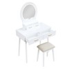 Beautiful White Finish Vanity Dresser with Mirror and Stool Set Storage Drawers Luxury Furniture 1pc LED Mirror - 4 of 4