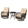 EROMMY Outdoor Swivel Rocker Bistro Set - 3 Piece Wicker Patio Set With 2 Swivel Rocking Chairs, Cushions, And Tempered Glass Side Table - 4 of 4