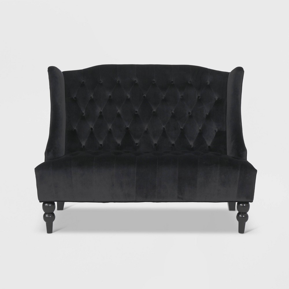 Photos - Sofa Leora Winged Loveseat Black - Christopher Knight Home