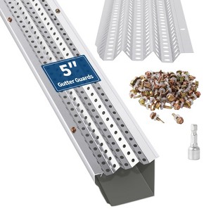 Gutter Guard, Leaf Guards for Gutters, 5 in Width, Total Length, 0.275 in Hole Diameter & 0.02 in Thick Fits Any Roof or Gutter Type - 1 of 4