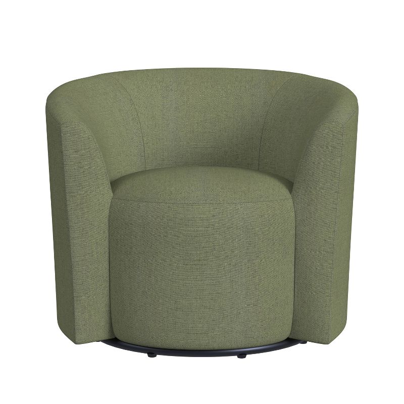 Upholstered Barrel Back Swivel Chair Olive Green Woven - HomePop, 1 of 10