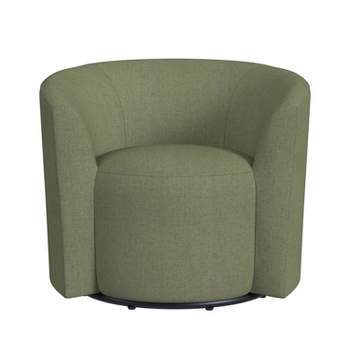 Upholstered Barrel Back Swivel Chair Olive Green Woven - HomePop