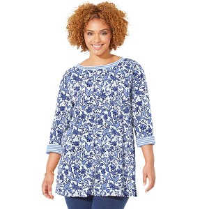 Catherines Women's Plus Size Liz&Me Boatneck Top - 1 of 4