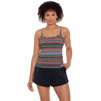 Women's Trimshaper Farrah Swim Romper - 18 - Mad Dash Stripe : Target