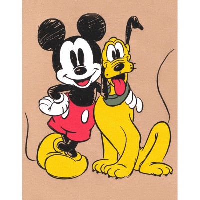 Disney Mickey Mouse Brown Fleece Sweatshirt and Pants Set, Size 7-8