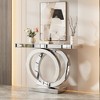 Modern Glam Mirrored Console Table with Crystal Accents for Entryway & Living Room - 2 of 4