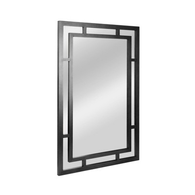 Storied Home Vintage Glass Wall Mirror with Geometric Art Deco Wood Frame