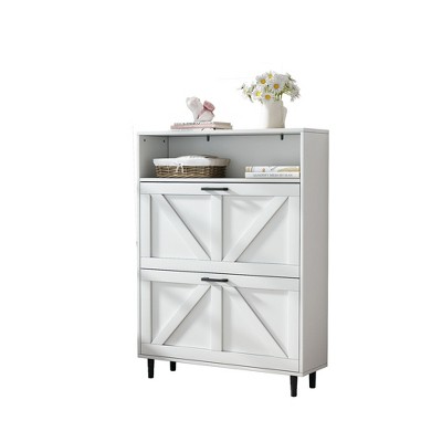 NicBex 31.5 Inch Shoe Cabinet with 2 Flip Drawers and Top Cubby for Entryway,Hallway,Living Room