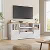 63 in Farmhouse TV Stand for TVs Up to 72 in, Wave Pattern Entertainment Center with 2 Glass Door Cabinets & 2 Open Shelves, for Living Room - 2 of 4