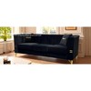 82.67'' Velvet Modern Vertical Channel Tufted Backrest Chesterfield 3-Seater Sofa with Gold Metal Legs and 2 Pillows - 4 of 4