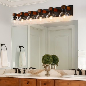 BAOURE 20.08" Black Bathroom Vanity Light Fixture, Rustic Wall Sconces with Glass Shade,Vanity Lighting Fixtures Over Mirror for Living Room Hallway - 1 of 4