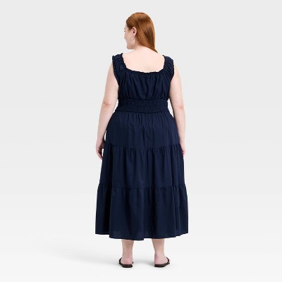 Женские платья Universal Thread Women's Sleeveless Button-Front Smocked Maxi Empire Waist Dress - Universal Thread™ Navy Blue XXL — фото 2