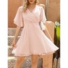Women's Wrap V-Neck Dot Dress Flutter Sleeve Mini Dress Breathable Summer Dress - 3 of 4