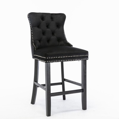 NicBex Dining Chairs Set of 2 Bar stool Upholstered Chair Contemporary Velvet Barstools with Button Tufted Decoration and Wooden Legs