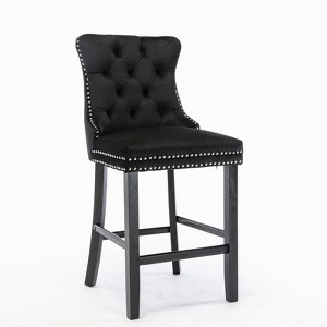 NicBex Dining Chairs Set of 2 Bar stool Upholstered Chair Contemporary Velvet Barstools with Button Tufted Decoration and Wooden Legs - 1 of 4