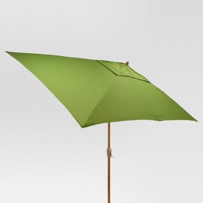 9.68' x 9.68' Rectangle Umbrella - Green - Light Wood Finish - Threshold™