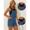 Allegra K Women's Summer Vintage Denim Shorts Overalls Adjustable Strap Bib Jeans Shortalls - 2 of 4