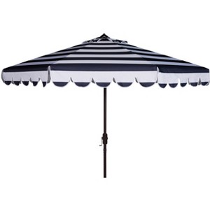 Maui Single Scallop Striped 9Ft Crank Push Button Tilt Umbrella - PAT8011 - Safavieh - 1 of 4
