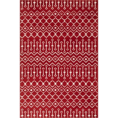 Trellis Elegance 6' x 9' Red Synthetic Rectangular Rug
