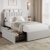 Twin Bed Frame with Storage Headboard, Kids Bed Frame with 2 Drawers, Boucle Upholstered Platform Bed with Bookcase, No Box Spring Needed - 3 of 4