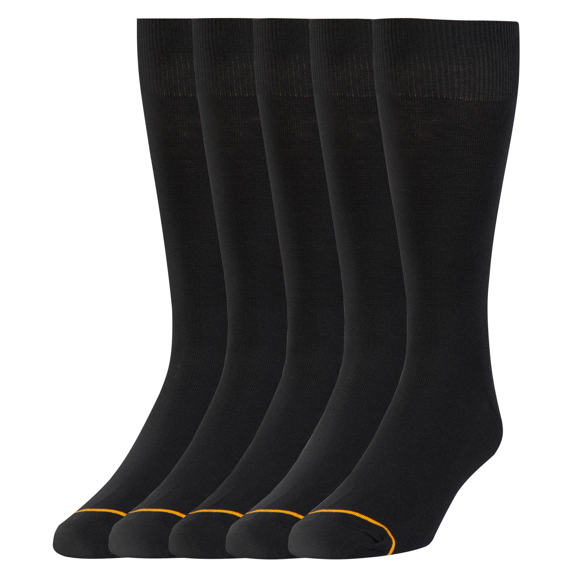 Signature Gold by GOLDTOE Men's Flatknit Crew Socks 5pk - Black 6-12, Men's