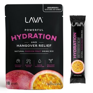 (16-Pack) LAVA Hydration & Hangover Aid Electrolyte Passion Fruit Powder Drink Mix - 1 of 4