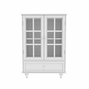 Alilang Storage Cabinet Freestanding with Double Glass Doors and Drawer Modern for Living room, Dining Room Hallway Entryway 28 x 38 Inches-White - 1 of 4