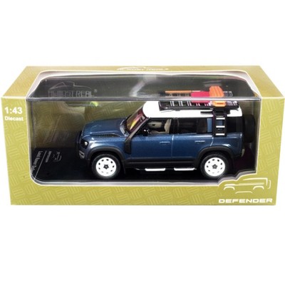 2020 Land Rover Defender 110 4-Door with Roof Rack and Accessories Tasman Blue Metallic 1/43 Diecast Model Car by Almost Real