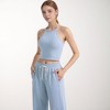 Anna-Kaci Active Women's High Neck Cropped Tank Top with Racer Style Straps and Seamless Fit for Active and Casual Wear - 3 of 4